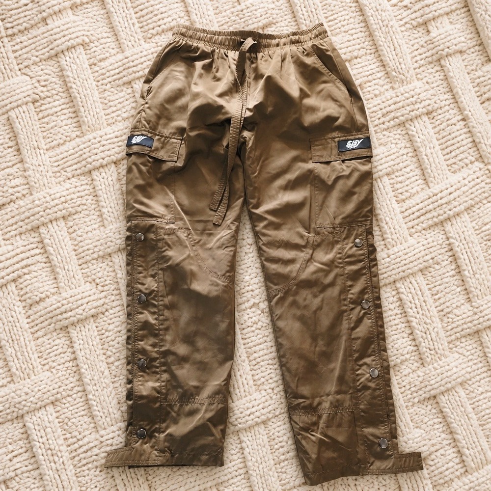 SLBY Sole Boy Mens M Fur Lined Side Snap Legs Cargo Pants Brown Streetwear